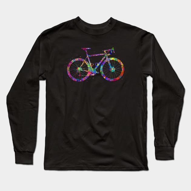 Road bike watercolor Long Sleeve T-Shirt by Yahya Art